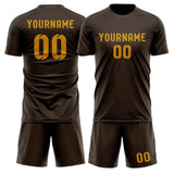 Custom Brown Yellow Soccer Jersey