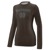 Custom Brown Dark Grey Women's Long-Sleeve Shirt