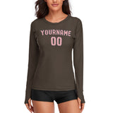 Custom Brown Light Pink Women's Long-Sleeve Shirt