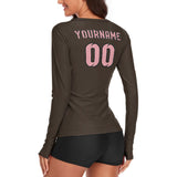Custom Brown Light Pink Women's Long-Sleeve Shirt