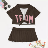 Custom Brown Light Pink Cheerleading Uniform Set