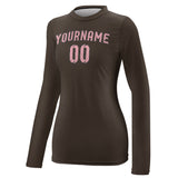 Custom Brown Light Pink Women's Long-Sleeve Shirt