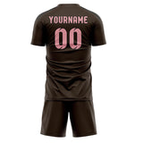 Custom Brown Light Pink Soccer Jersey
