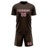 Custom Brown Light Pink Soccer Jersey