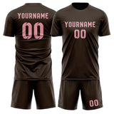 Custom Brown Light Pink Soccer Jersey