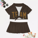 Custom Brown Khaki Cheerleading Uniform Set