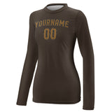 Custom Brown Khaki Women's Long-Sleeve Shirt