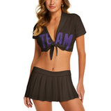 Custom Brown Light Purple Cheerleading Uniform Set