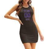Custom Brown Light Purple Sleeveless Vest Dress