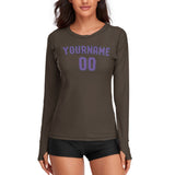 Custom Brown Light Purple Women's Long-Sleeve Shirt