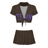 Custom Brown Light Purple Cheerleading Uniform Set