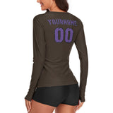 Custom Brown Light Purple Women's Long-Sleeve Shirt