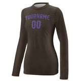 Custom Brown Light Purple Women's Long-Sleeve Shirt