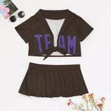 Custom Brown Light Purple Cheerleading Uniform Set