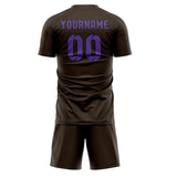 Custom Brown Light Purple Soccer Jersey