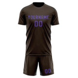 Custom Brown Light Purple Soccer Jersey