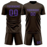 Custom Brown Light Purple Soccer Jersey