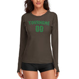 Custom Brown Emerald Green Women's Long-Sleeve Shirt