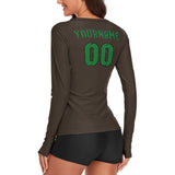 Custom Brown Emerald Green Women's Long-Sleeve Shirt