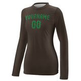 Custom Brown Emerald Green Women's Long-Sleeve Shirt