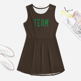 Custom Brown Emerald Green Cheerleader Dress