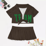 Custom Brown Emerald Green Cheerleading Uniform Set