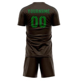 Custom Brown Emerald Green Soccer Jersey