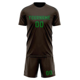 Custom Brown Emerald Green Soccer Jersey