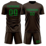 Custom Brown Emerald Green Soccer Jersey