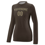 Custom Brown Light Khaki Women's Long-Sleeve Shirt