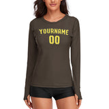 Custom Brown Light Yellow Women's Long-Sleeve Shirt