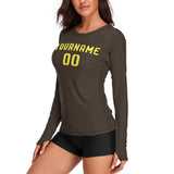 Custom Brown Light Yellow Women's Long-Sleeve Shirt