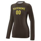 Custom Brown Light Yellow Women's Long-Sleeve Shirt