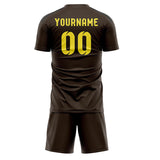 Custom Brown Light Yellow Soccer Jersey