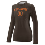 Custom Brown Orange Women's Long-Sleeve Shirt