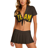 Custom Brown Gold Cheerleading Uniform Set