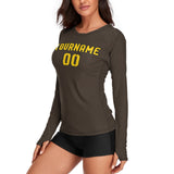 Custom Brown Gold Women's Long-Sleeve Shirt
