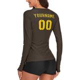 Custom Brown Gold Women's Long-Sleeve Shirt