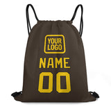 Custom Brown Gold Drawstring Bag