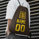 Custom Brown Gold Drawstring Bag