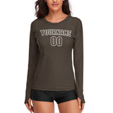 Custom Brown Brown Women's Long-Sleeve Shirt