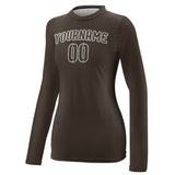 Custom Brown Brown Women's Long-Sleeve Shirt