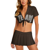 Custom Brown Gray Cheerleading Uniform Set