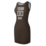 Custom Brown Gray Sleeveless Vest Dress