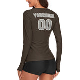 Custom Brown Gray Women's Long-Sleeve Shirt
