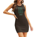 Custom Brown Green Sleeveless Vest Dress