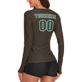 Custom Brown Green Women's Long-Sleeve Shirt