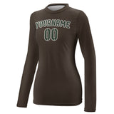 Custom Brown Dark Green Women's Long-Sleeve Shirt