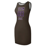 Custom Brown Purple Sleeveless Vest Dress