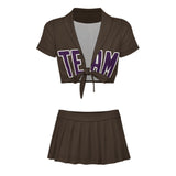 Custom Brown Purple Cheerleading Uniform Set